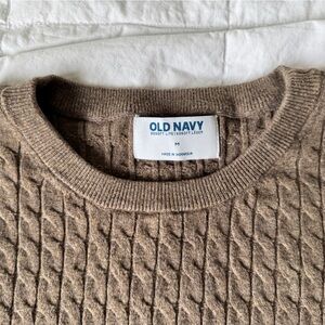 Old Navy Brown Crewneck Cable Knit Sweater